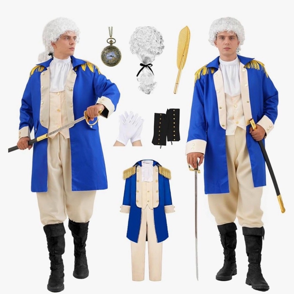 Men's Blue Colonial Costume Set
